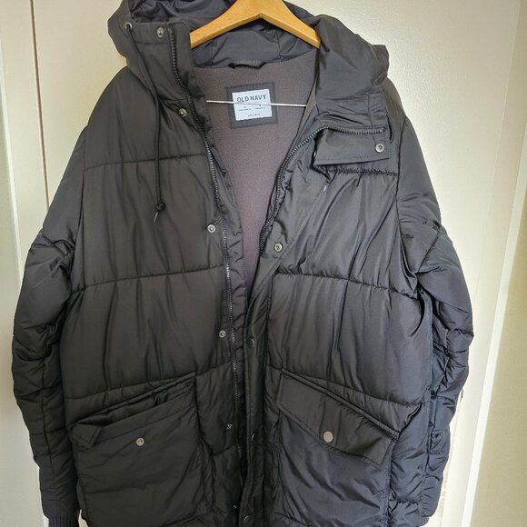 Black Puffer Trench Coat - Picture 1 of 3